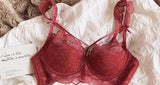 MOYISU Minimizer Bra French Lace for Large Bust, Anti Sagging Full Coverage Push Up Underwire Set, Sensuous Women Sexy Bra & Set
