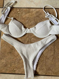 Wrinkled Underwired V-Bar Bikini Swimsuit Female Swimwear Women Two-pieces Bikini set High Cut Bather Bathing Suit Swim Lady