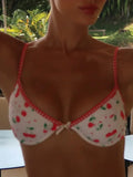 Cherry Print Underwired Brazilian Bikini Women Swimwear Female Swimsuit Two-pieces Bikini Set Push Up Bather Bathing Suit Swim