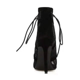 Black Sexy Lace Up Cross-tied Women Shoes Comfort High Quality Thin Heels Open Toe Dancing Sandals Ankle Strap Hollow Out Pumps