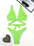 2026 Ring Linked Bikini Solid Bandage Swimwear Female Sexy Swimsuit Women Bathers Bathing Swimming Swim Suit Beachwear