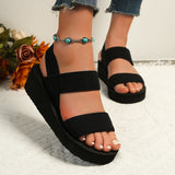 New Minimalist Slingback Wedge Sandals Summer Light Weight Shoes Striped Color Sole Thick Bottom Ladies Leisure Sandalias
