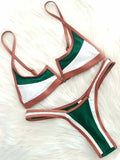 S - XL Splicing V Shaped Thong Bikini Women Swimsuit Female Swimwear Two Pieces Bikini Set Bather Push Up Bathing Suit Swim Lady