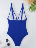 2026 V Neck Swimsuit One Piece Solid Vintage Swimwear Women One-piece Bathing Suit Female Padded Beach Wear Swimming Beachwear