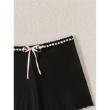 XS - L Bow Mini Shorts Ribbed Bikini Bottom Swim Brief Women Swimwear Female Bather Brazilian Tanga Panties Underwear V6538