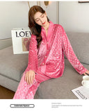 Autumn and winter new gold velvet pajamas V-neck Korean velvet sweet and sexy lace home clothes