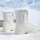 Winter Snow Boots  Women Waterproof Non-Slip Warm Northeast-Style Large Cotton Shoes, Ski , Fleece-Lined,  High-Top Cotton Boots