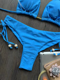New Solid Color Bikini Set 2026 Women's Swimsuit Hanging Neck Rope Split Swimsuit 2-piece Set Summer Beachwear