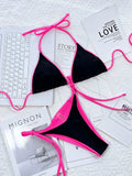 Zebra Print Halter micro Bikini 2025 women Bandeau String Swimsuit Female swimwear Neon Shiny bikini set Leopard Bathing Suit