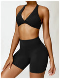 Women's Nylon Sports Bra Halter Sports Underwear Front Twist Naked Feel Sexy Yoga Gym Push Up Workout Padded Bralette Bathsuit