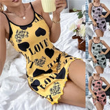 Sexy Spaghetti Strap V-Neck Nightdress Women Nightie Summer Loose Cotton Nightgown Female Cute Print Sleep Dress Light Sleepwear