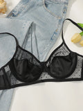 New French style erotic lingerie European and American thin jacquard mesh hollow comfortable bra set MR2669
