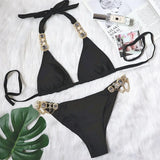 8 Colors Sexy Bikini Women Swimwear Swimsuit Shiny Crystal Diamond Chain Bathing Suit Beach Bikinis Set Female Push Up Biquinis