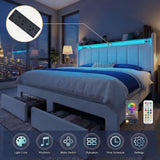 HOOMIC Bed Frame With Storage Drawers, Shelves, And LED Lighting