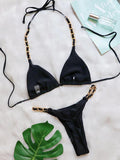 Halter Metal Chains String Micro Thong Bikini Women Swimsuit Female Swimwear Two-pieces Bikini Set Brazilian Bathing Suit Swim