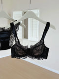 French Style U-Back Lace Minimizer Bra Set for Women | Big Bust Support Deep V Anti-Sagging | Sexy Summer Lingerie MOYISU Panty