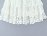 French-style Elegant Stand-up Collar Tie-waist Slim-fit Pleated Long-sleeve Shirt For Women With Waist Lace Cake Skirt QXS5