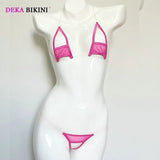 DEKA Women Hollow Out Seamless Mesh Mini Micro Bikinis Set Open Crotch Transparent Swimsuit Beachwear Sunbath Exotic Lingerie