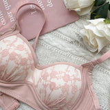 Summer Lace Half Cup Bra Small Bust Beachwear Gathering Light Support Pure Bralette Ultra Thin Wirefree Set AU MOYISU S-XL-32-38