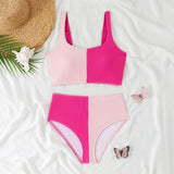 2026 High Waist Bikinis Patchwork Swimsuit Women Sexy Swimwear Female Bathers Bathing Swimming Swim Suit Beachwear