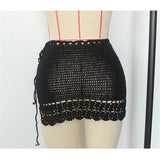 2026 Hollow Out Skirt Sarong Crochet Knitted Tunic Beach Cover Up Cover-ups Beach Dress Beach Wear Beachwear Female Women V8074