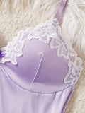 Light Purple Women Nightdress Sexy Lace Bow Lingerie Adult Dress Babydoll Sex Sleepdress Underwear Sets Ladies Erotic Outfits