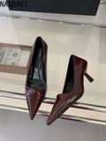 2026 Spring New Women Pointed Toe Shallow Pumps Slip on Shoes French Shallow Heel Elegant Dress Pumps OL Dress Party Shoes Mujer