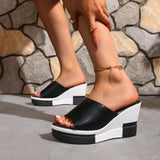 Women Wedges Slippers Summer High Heel Shoes Thick Sole Plus Size 42 Slip-on Style Female Street Fashion Sandals Outdoor Slides