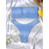 Bandeau Wrinkled Crinkled Bikini Female Swimsuit Women Swimwear Two-pieces Bikini set High Cut Bather Bathing Suit Swim V3314
