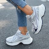 Fashion Breathable Chunky Platform Sneakers Women Korean Lace Up Thick Bottom Vulcanized Shoes Woman Patchwork Comfy Dad Shoes