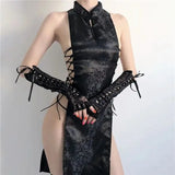 Women Sexy Chinese Traditional Cheongsam Qipao Dress Lingerie High Split Bandage Mini Uniform Dresses Costumes