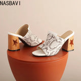 NASBAVI Brand New Ladies Peep Toe Summer Sandals Fashion Mixed Colors Chunky High Heels Women Sandals Party Woman Shoes 35-45