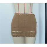 2026 Hollow Out Skirt Sarong Crochet Knitted Tunic Beach Cover Up Cover-ups Beach Dress Beach Wear Beachwear Female Women V8074
