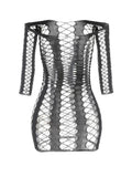 Women Sexy Fishnet Long Sleeve Cover Up, Sheer Bodycon Sleepwear See Through Beachwear Without Bikini
