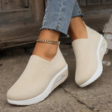 Breathable Knit Wedges Sneakers Woman Spring Autumn Slip On Platform Sport Sneakers Woman Plus Size Thick Sole Walking Shoes