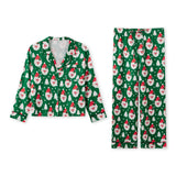 Women’s 2025 Christmas Pajamas Set Long Sleeve Oversized Button Down Shirt and Long Pants Two Pieces Loungewear