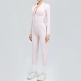 Padded Women Long Sleeve Sport Yoga Jumpsuit Workout Clothes for Women Sportwear Backless Zipper Fitness Gym Outfit