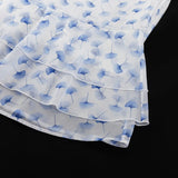 FDYOUI V-neck Short Sleeve Single Breasted Ruffles Blouse Tops+Mermaid Skirts Suits Elegant Floral Print Midi Dress 2 Piece Set