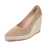 Spring Summer Shoes Women High Heels Fashion Ladies Wedges Party Shoes Retro Straw Shoes Women Pumps Wedge Heel 8.5cm