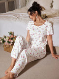 Women's Sleepwear New Loose Pajamas Floral Short-sleeved Trousers Loungewear Casual Wear Two-piece Set Pijamas Pyjamas Women