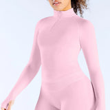 Women Half Zip Long Sleeve Yoga Top Thumb Hole Slim Fit Stretchy Sports Workout Running Fitness Active Shirts