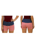 Women’s Streetwear Shorts Patriotic Shorts Casual Fold-Over Waist Stars and Stripes Print Slim Fit Shorts