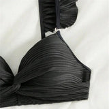 Wrinkled Ruffle Frilled Bra Cup Bikinis 2026 Female Swimsuit Women Swimwear Two Pieces Bikini Set Push Up Beachwear Bathing Suit