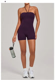 Womens Two Way Wear Bodysuit Sleeveless Yoga Stretch One Piece Romper Sexy Fitness Side Pockets Sportwears Bodysuit