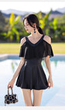 New Swimsuit for Women Soaking in Hot Springs, Concealing Flesh and Slimming, Conservative One-piece Skirt, Flat Angle Swimsuit