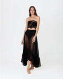 Bandeau Flower Decorated Bikini Women's High Waist Swimwear Elegant Lady Knit Mesh Two Piece Set Mujer Beachwear Vacation Outfit