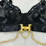 Toucheart Erotic Underwear Mesh See-through Patchwork Metal Chain Hot Girls Sexy Seductive Coquette Nightclub Party Dance Suit