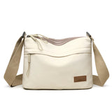 3 Main Pockets High Capacity Shoulder Crossbody Bag for Women Multi-pocket Purse Canvas Handbag Suitable for Mothers Shopping