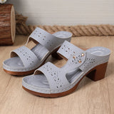 Lightweight High-Heeled Sandals Women Plus Size 43 Hollow Out Thick Heel Slippers Woman Summer Slip On Platform Sandles Female