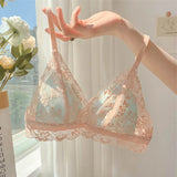 MOYISU French Summer Bralette - Wireless Push-Up Bra for Small Chest, Ultra-Thin Triangle Cups & Sexy Lingerie Set & Sexy Tushy